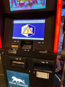 Image of an ATM Machine at MGM Grand Las Vegas following a cyberattack in 2023.
