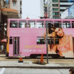 A tram with an ad for retail giant Victoria's Secret